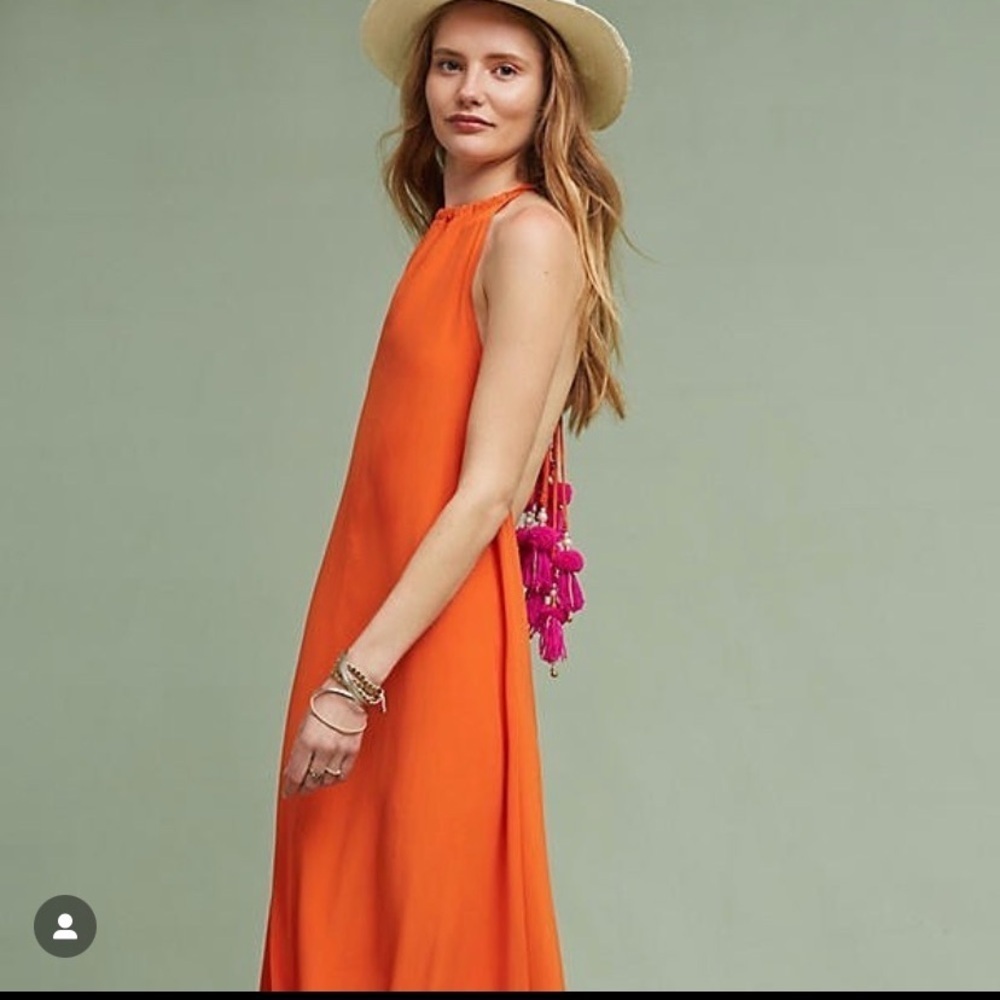 Sundress silk maxi open back tassels Nwot $250 rare boho formal summer party
